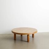 French Round Mid Century Wooden Coffee Sofa Table T02M Pierre Chapo, 1960s