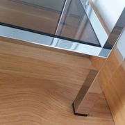 Chrome metal and smoked glass console