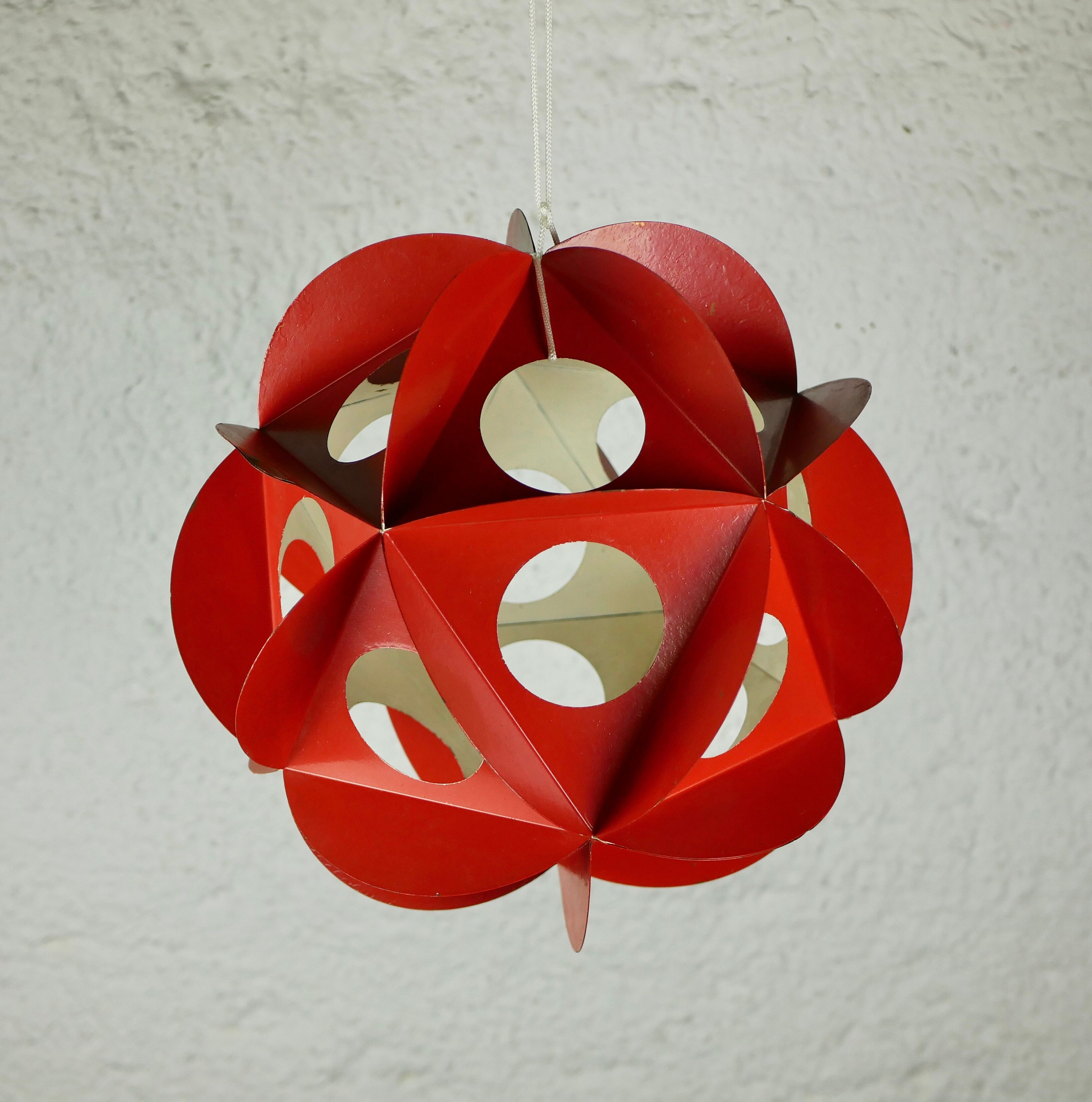 Orange metal origami decoration 70s