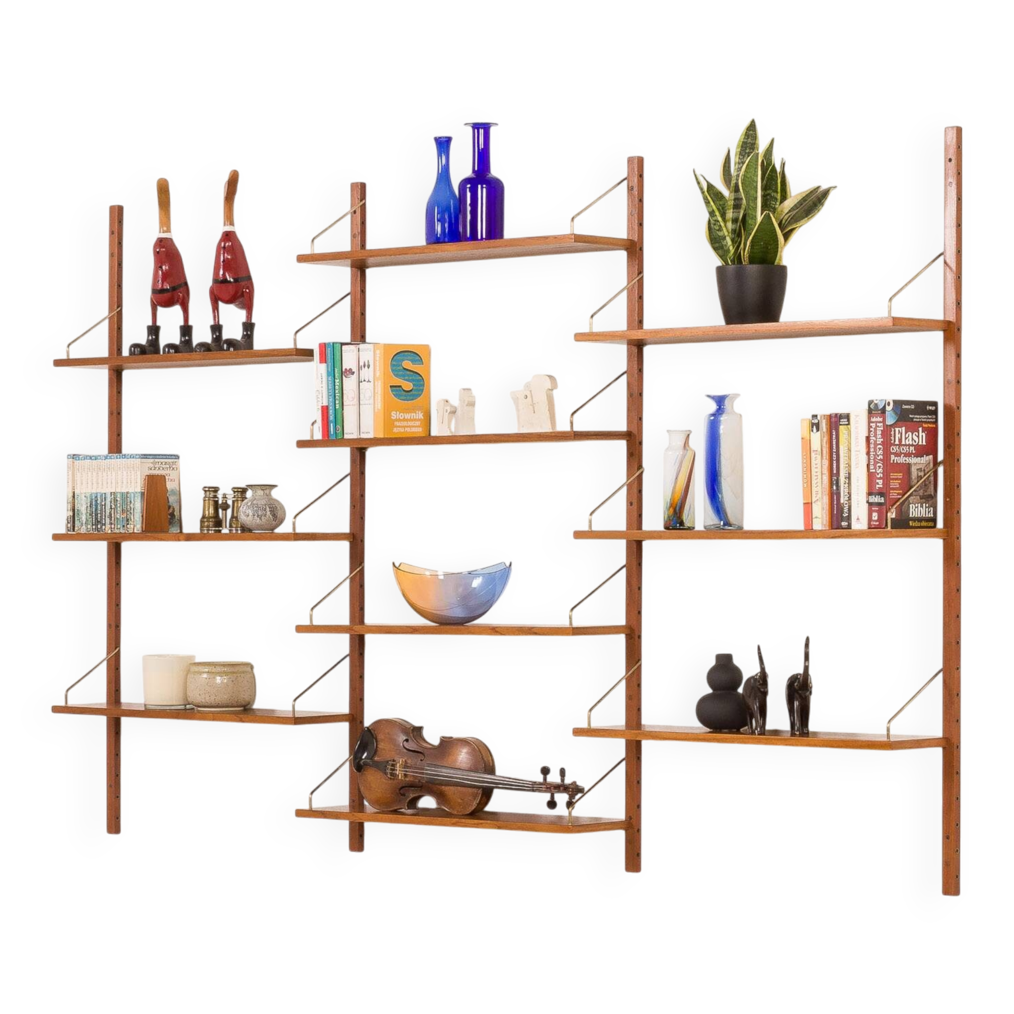 Danish mid century teak shelving unit, 1960s