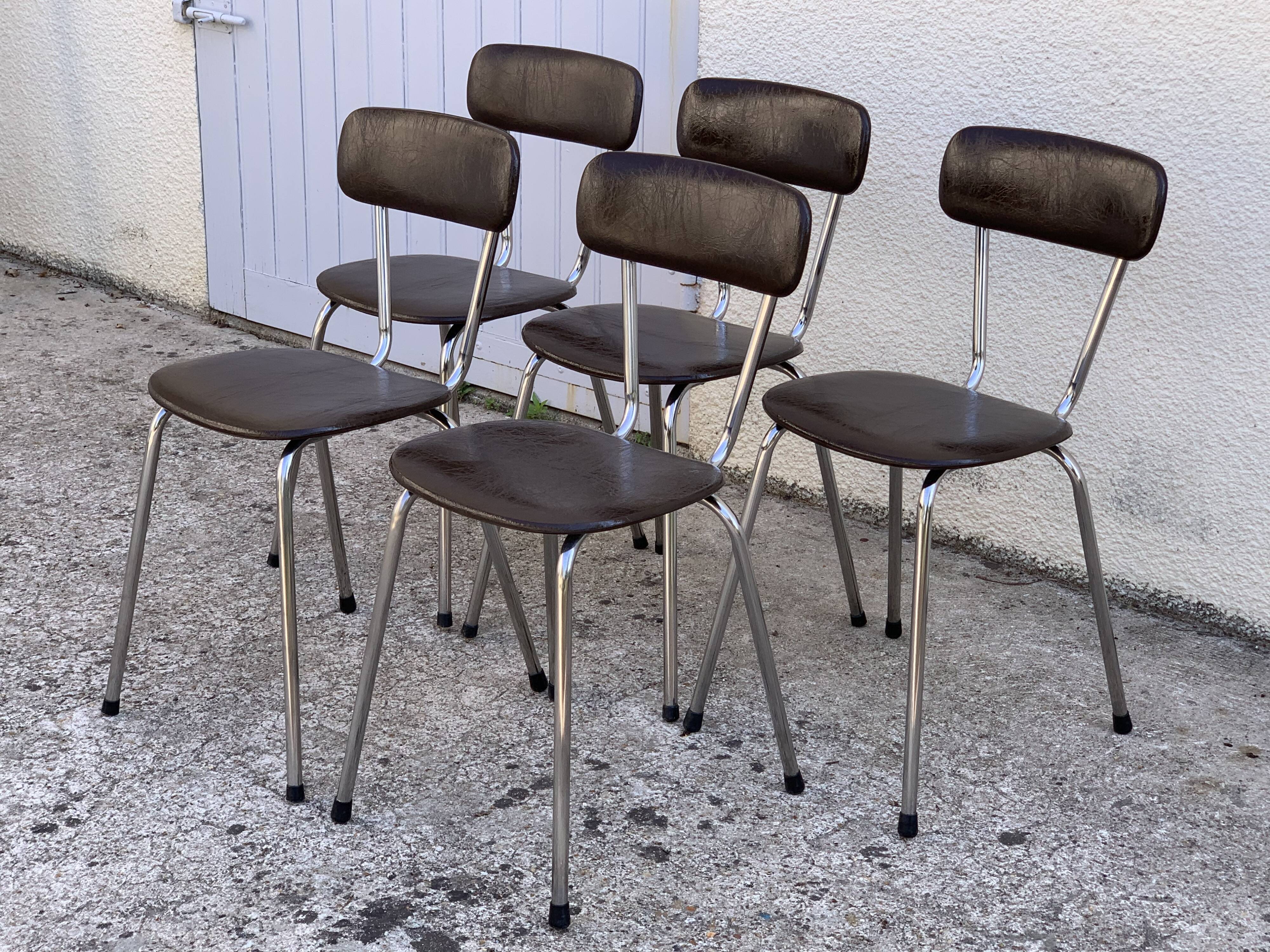 Chairs skaï and chrome 1970