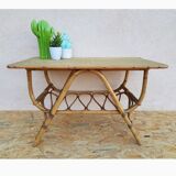 Coffee table rattan wicker years 50-60 vintage