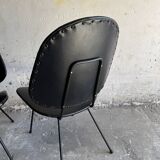 Set of 2 Black Leatherette Lounge Chairs Model 301 by W.h. Gispen — Metal Base, 1950s