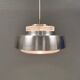 Hanging lamp in aluminium and hard pressed crystal glass. Denmark 1980s