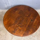 Table basse ronde brutaliste en chêne massif