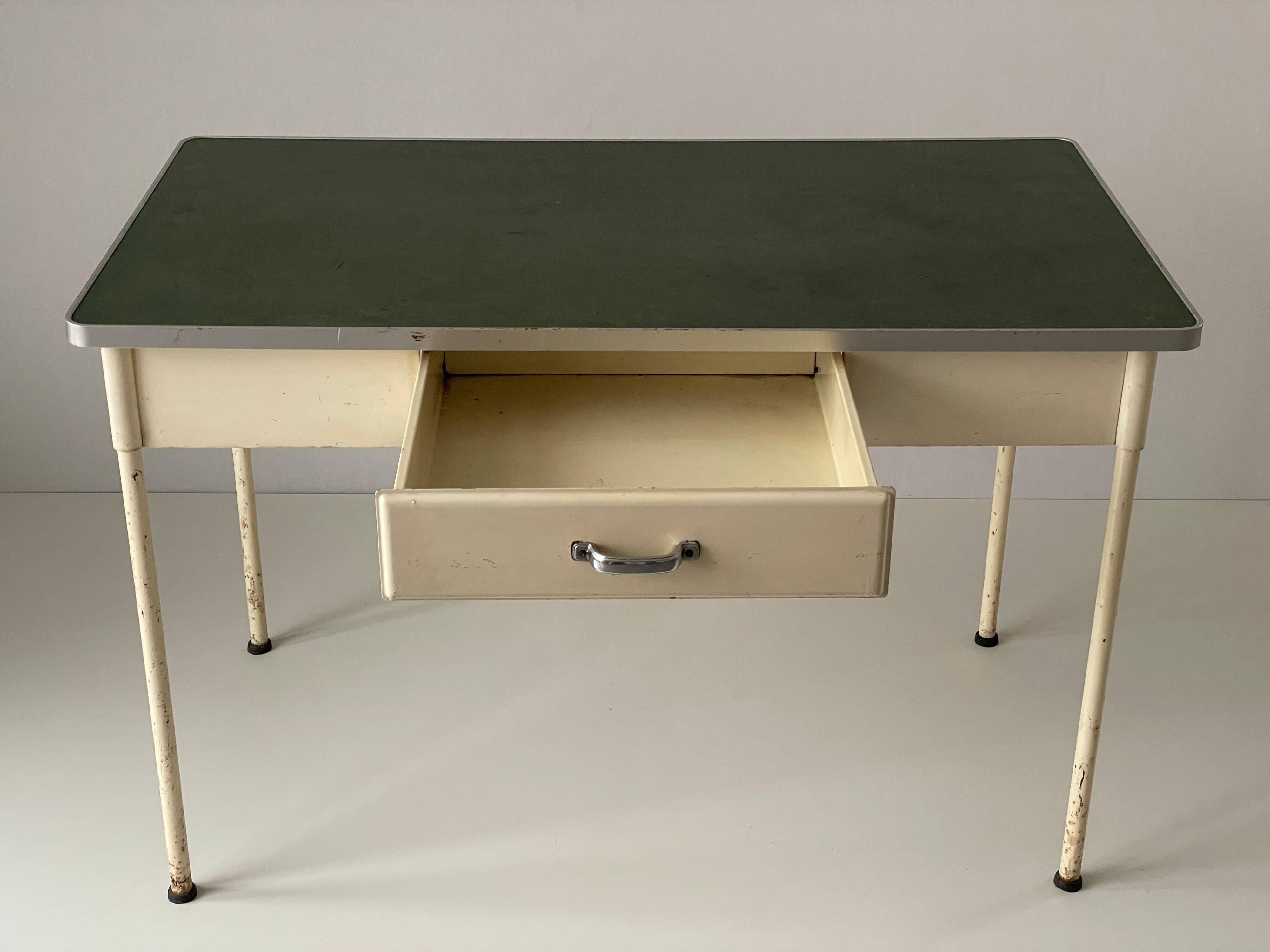 Art Deco industrial hospital doctor's desk with drawer, 1940s, Germany