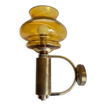 Vintage bubble glass brass applique