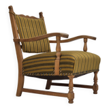 1960s, Danish lounge chair, original very good condition, furniture wool, solid oak wood.