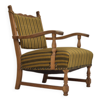 Fauteuil danois des années 1960, d'origine en très bon état, mobilier en laine, bois de chêne massif.