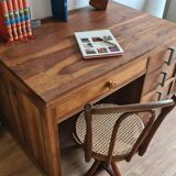 Vintage administrative desk - solid walnut with drawers
