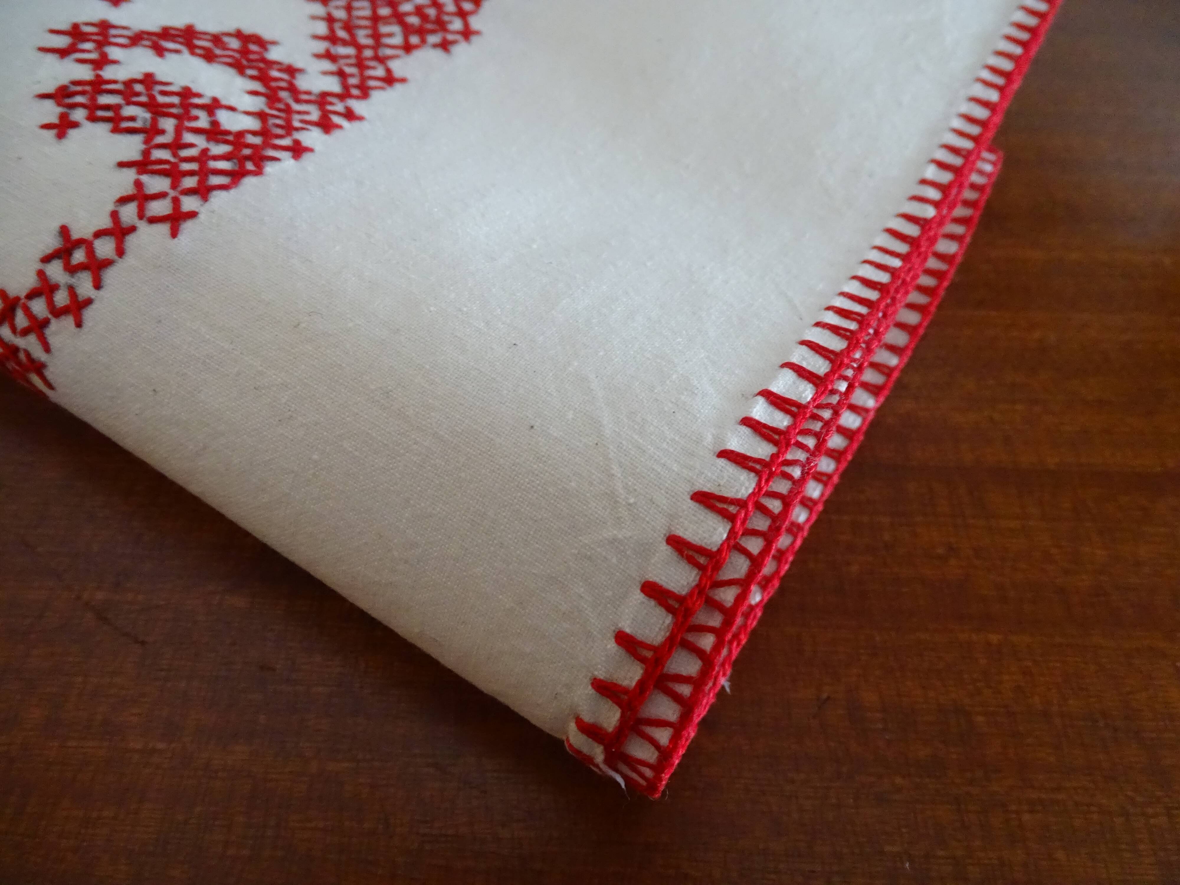 Cross-stitch embroidered tablecloth 160 x 130 in cotton