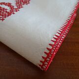 Cross-stitch embroidered tablecloth 160 x 130 in cotton