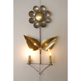Applique lumineuse en forme de fleur en laiton années 70