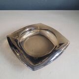 Vintage square smoked glass ashtray