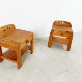 Paire de chevet vintage en pin, années 1960