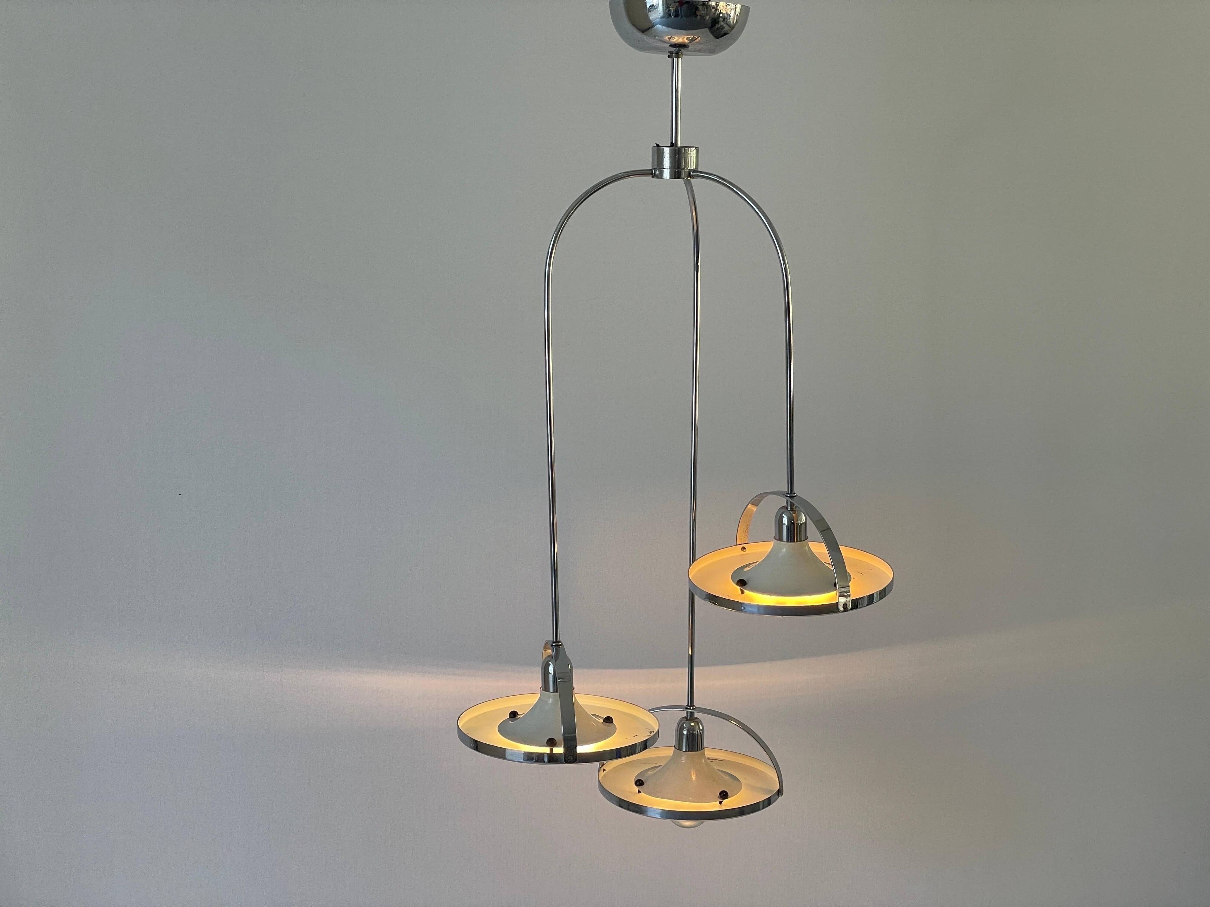 Mid-century modern triple shade ceiling light by Reggiani, 1960s, Italy.