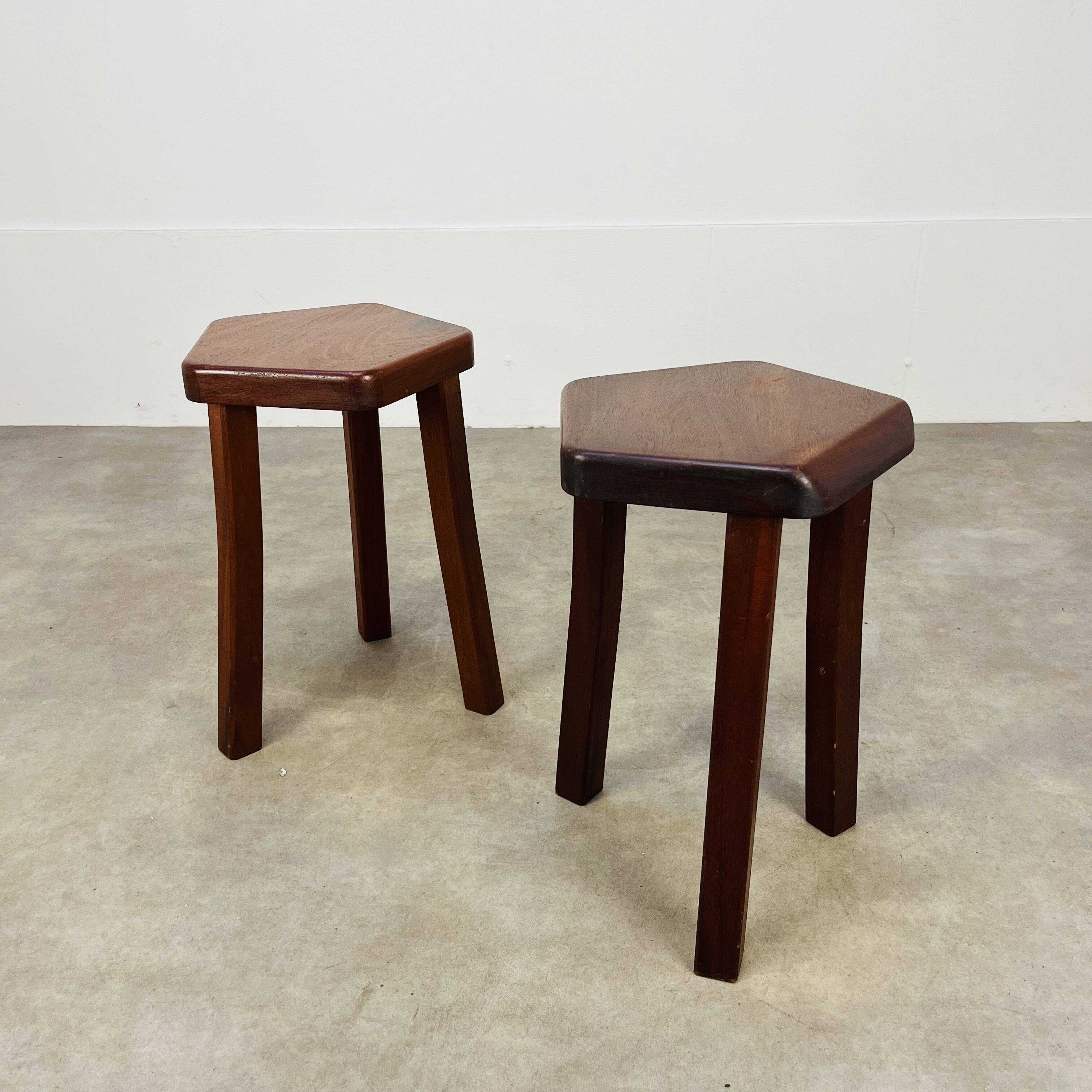 2 brutalist elm stools by Aranjou