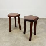 2 brutalist elm stools by Aranjou