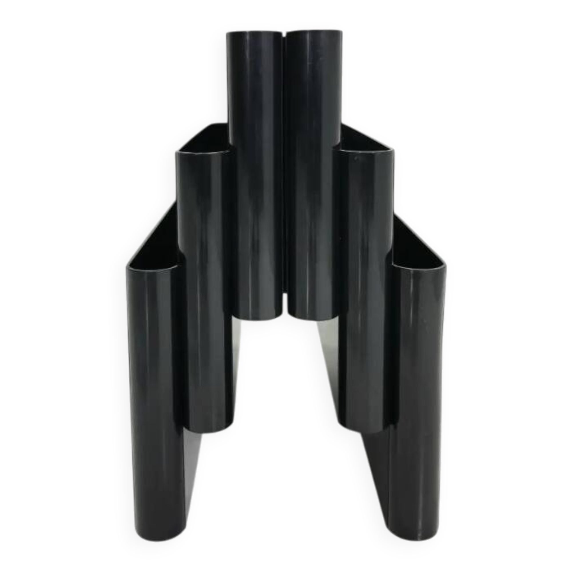 Large black magazine rack by Giotto Stoppino for Kartell, Italy 1970.