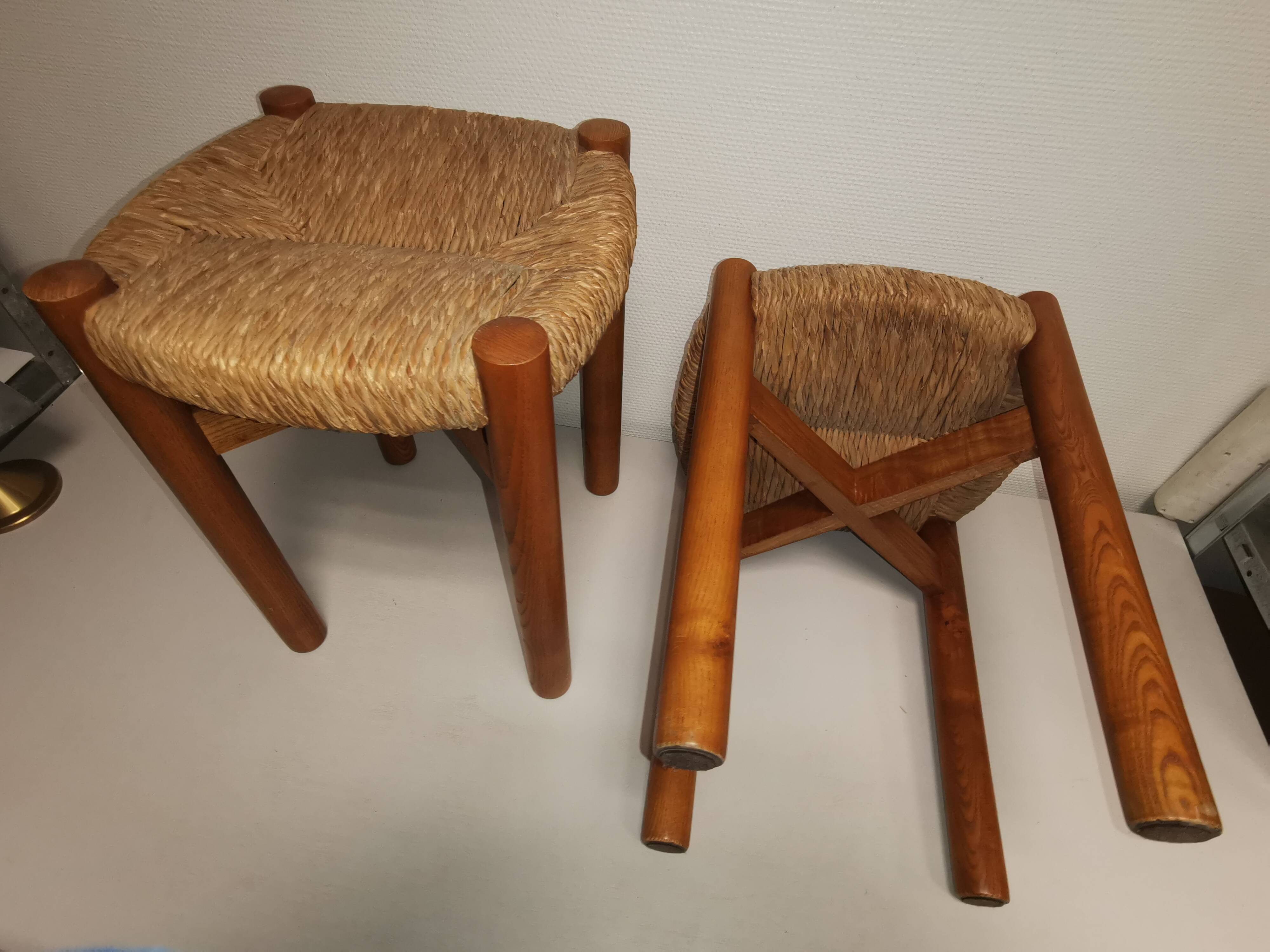 Pair of vintage stools called Méribel by Charlotte PERRIAND