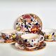 Cups (3) and saucers (6) for coffee in Gien earthenware, "Peonies" pattern.