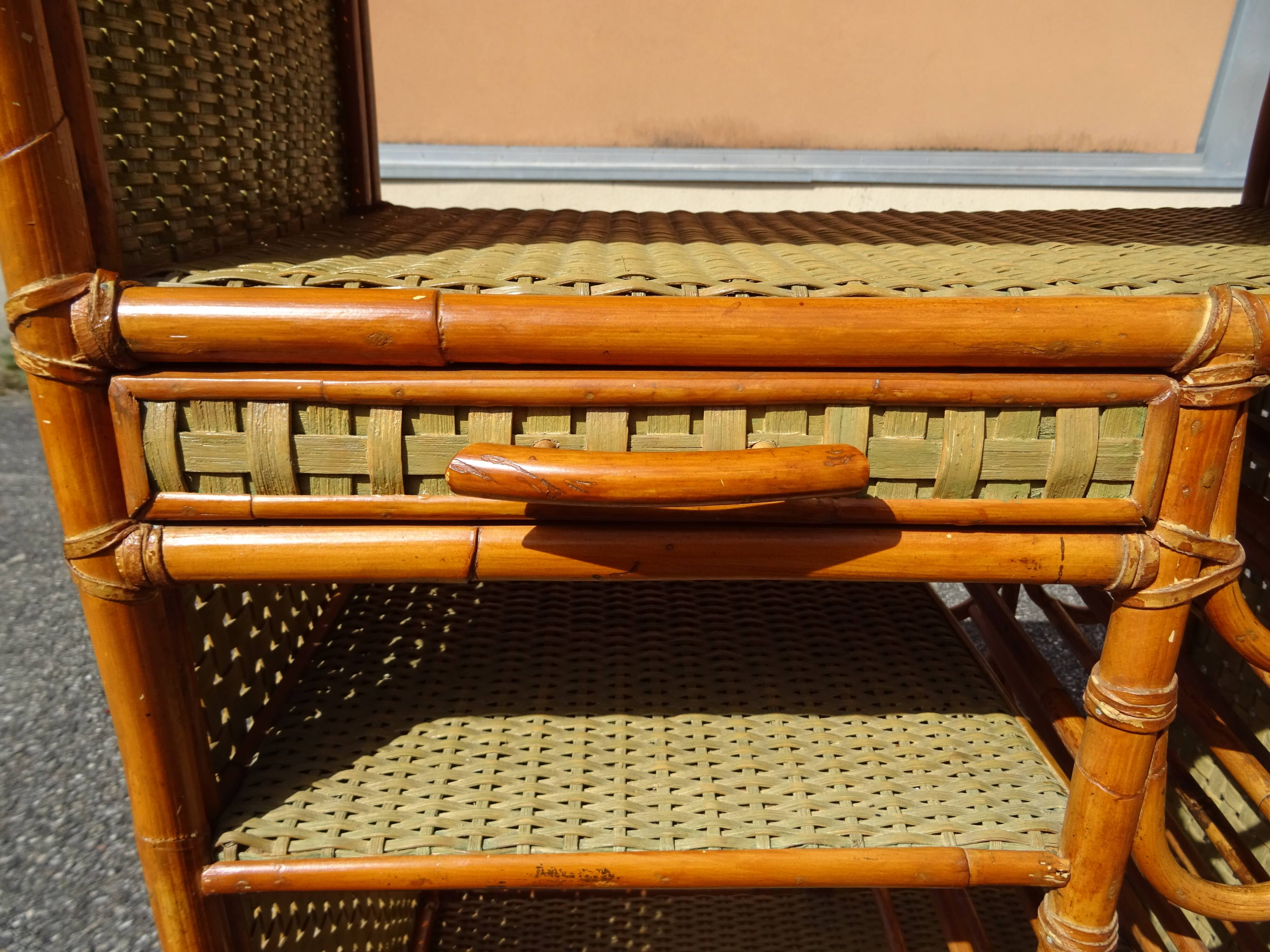 Vintage rattan bar cabinet from the 60s/70s