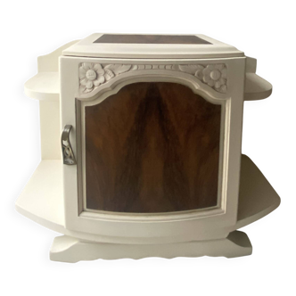 Art Deco bedside table from the 1930s - Wood with inlaid top