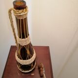 Bottle in scoubidou decorative glass and gilded metal frame