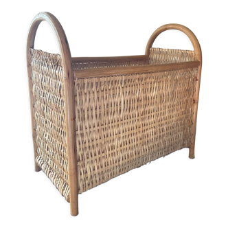 Vintage magazine rack in rattan and wicker