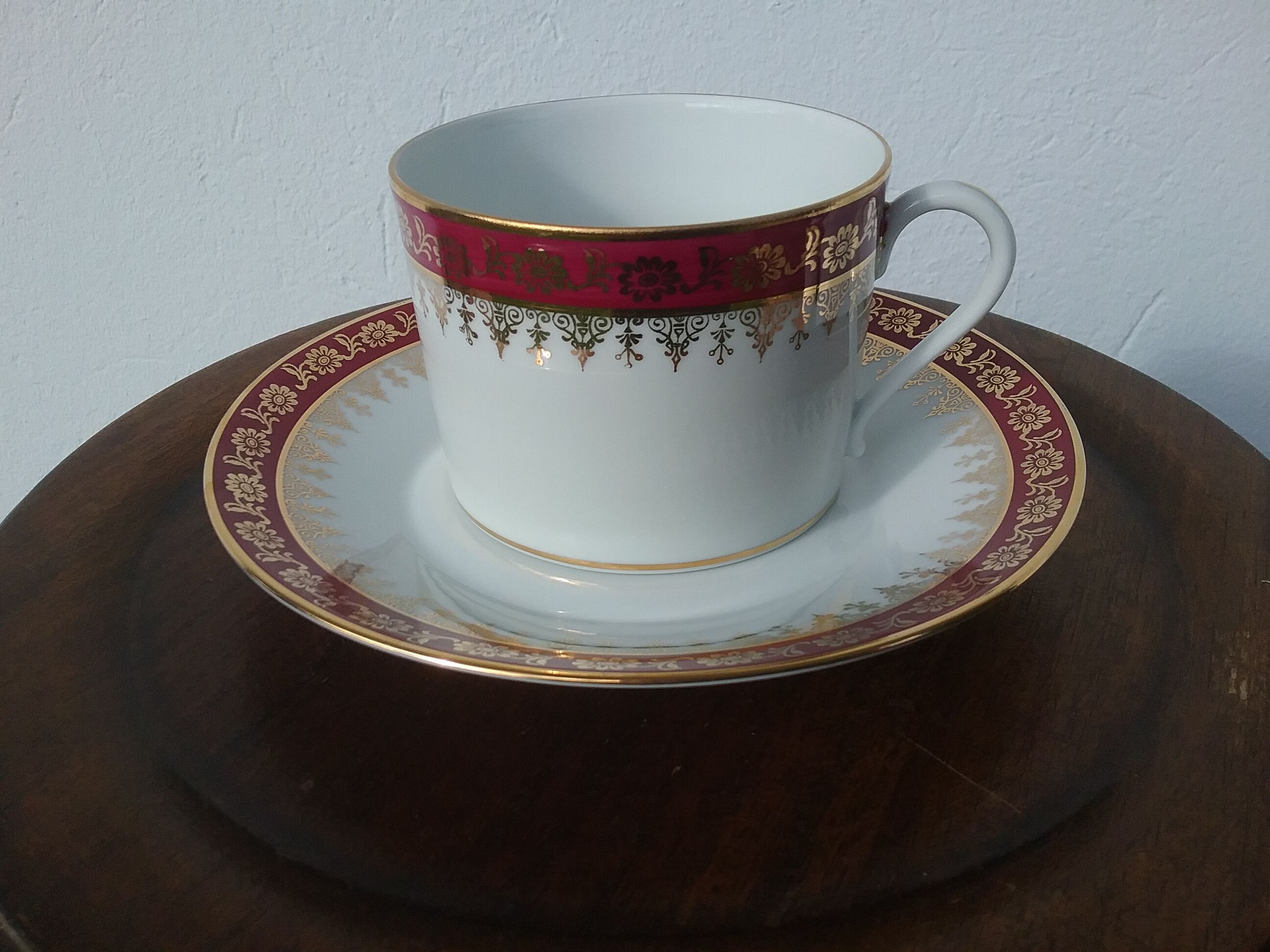 Lunch cup and large under cup of limoges porcelain