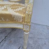 Louis XVI style cabriolet armchair with decorated medallion