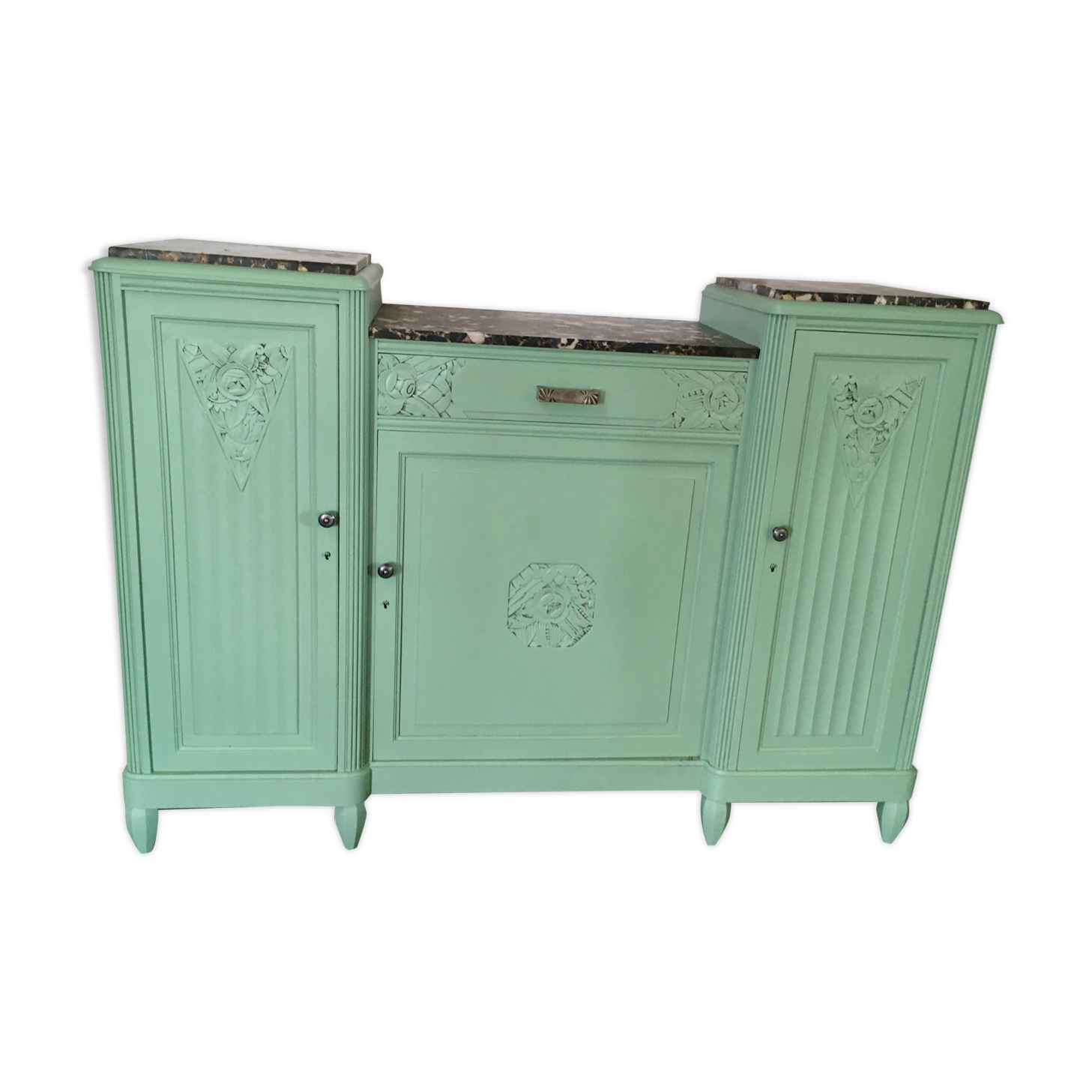Old art deco green mint buffet