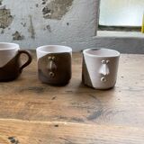 Ensemble céramique anthropomorphe théière, tasses et bol