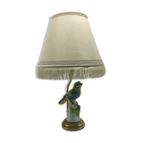 Bronze lamp and bird porcelain signed EC