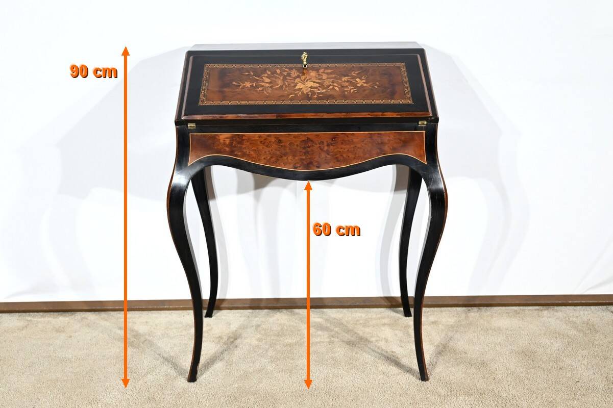 Blackened pearwood and amboyna sloping desk, Napoleon III period, mid-19th century