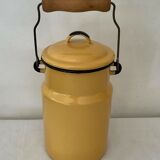 Vintage 1950 yellow enamelled milk pot