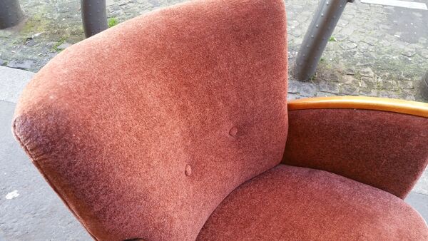 Fauteuil club années 50 60 rouge