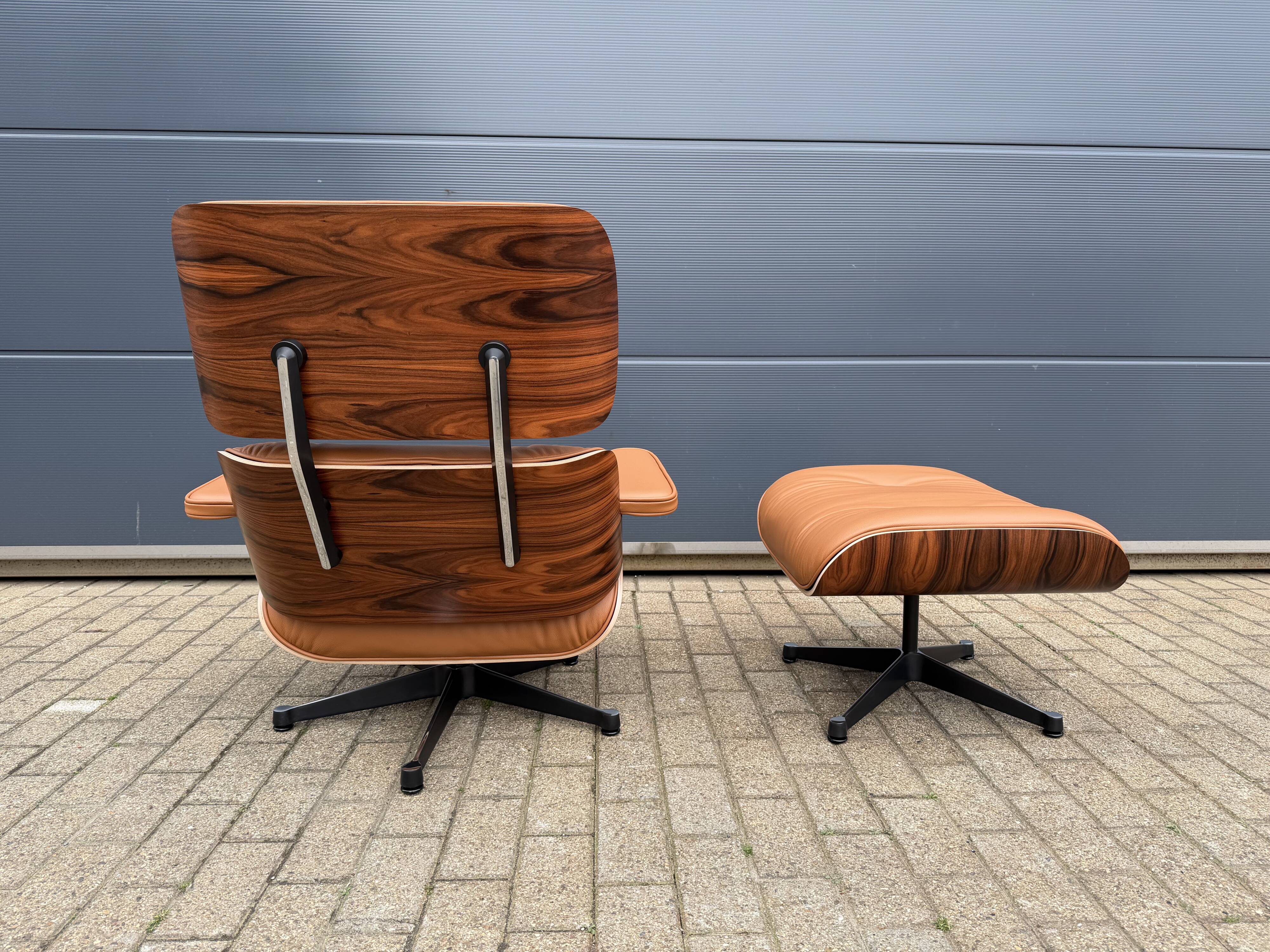 Vitra Eames Lounge Chair XL + Ottoman, Cognac leather & Santos Rosewood