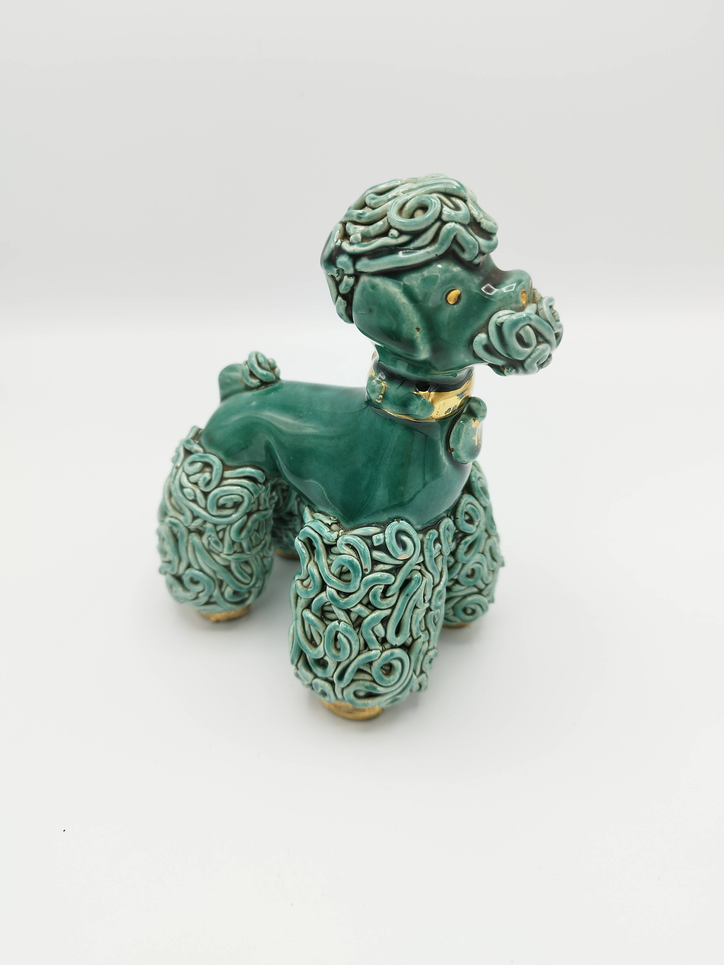 Lot of 2 royal poodles in 1960s spaghetti ceramic