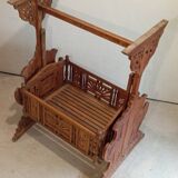 Solid teak carved swing cradle