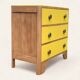 Commode art déco jaune poudré et bois brut