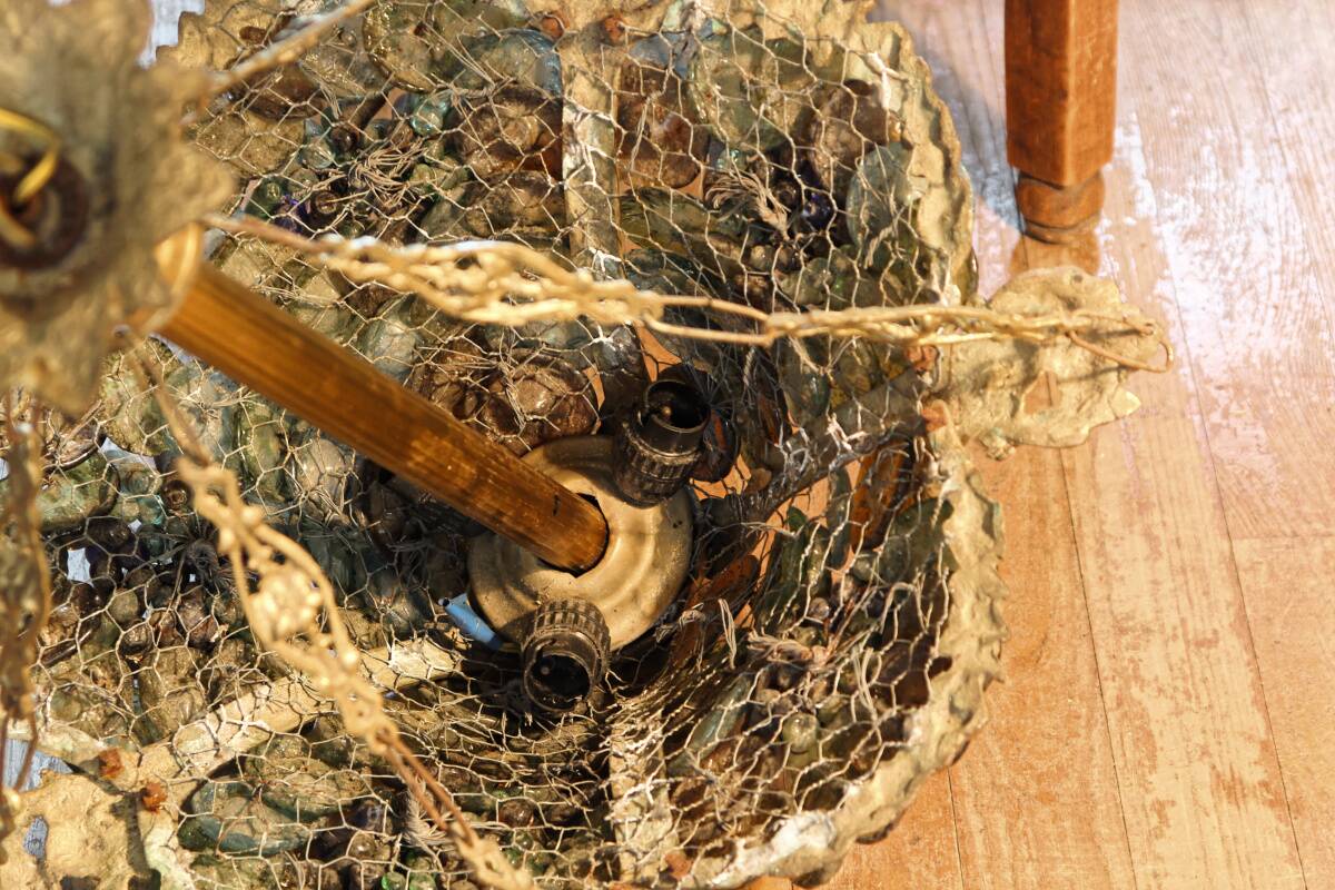 Murano chandelier in bronze, fruit clusters, glass paste