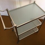 Table roulante metal et verre sable
