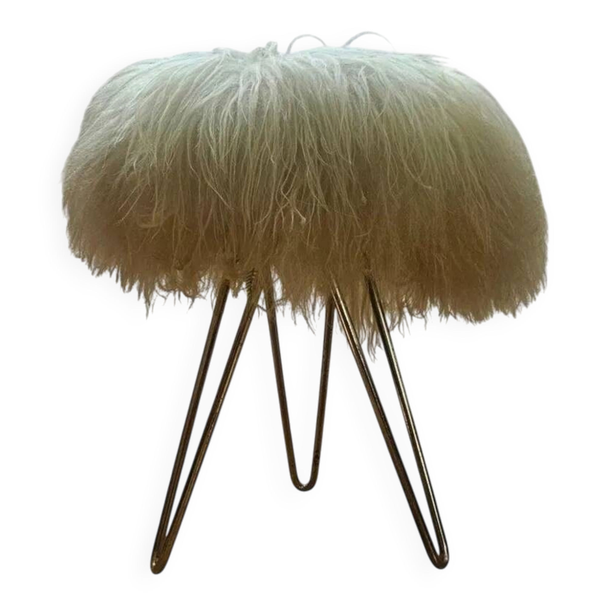 Rare Midcentury Brass and Hairpin Tripod Stool, Germany, 1960s