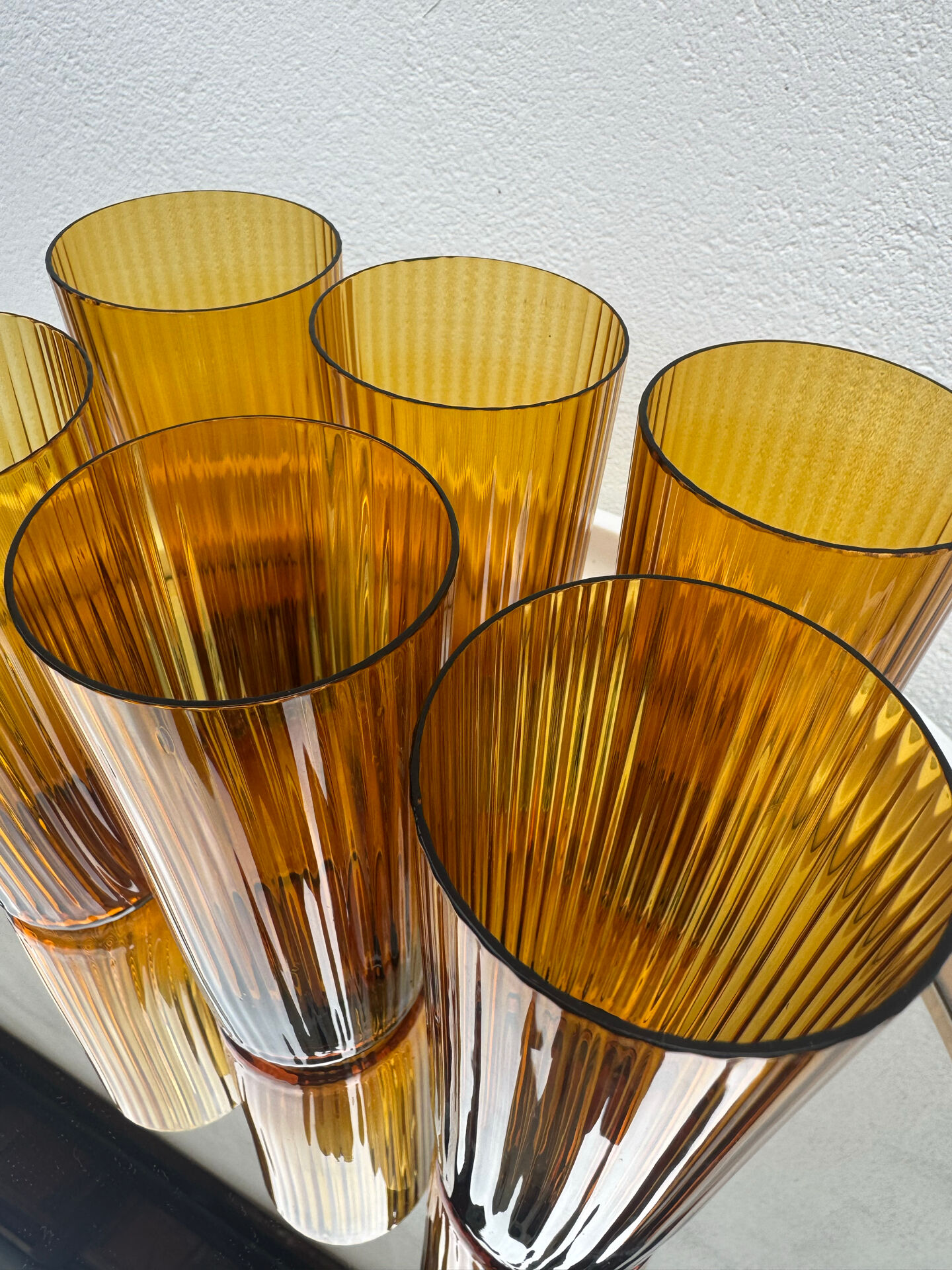 Verres ambrés soufflés années 60