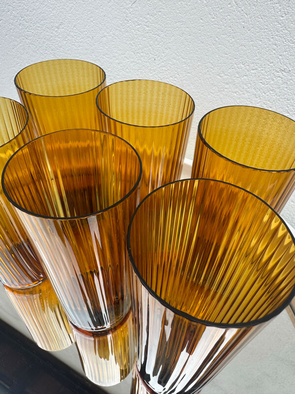 Verres ambrés soufflés années 60