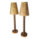 Pair of scandinavian wooden bedside lamps 1950 elec ok without switch 60x17