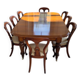 Superb Victorian mahogany extending table with 12 chairs – Late 19th century
