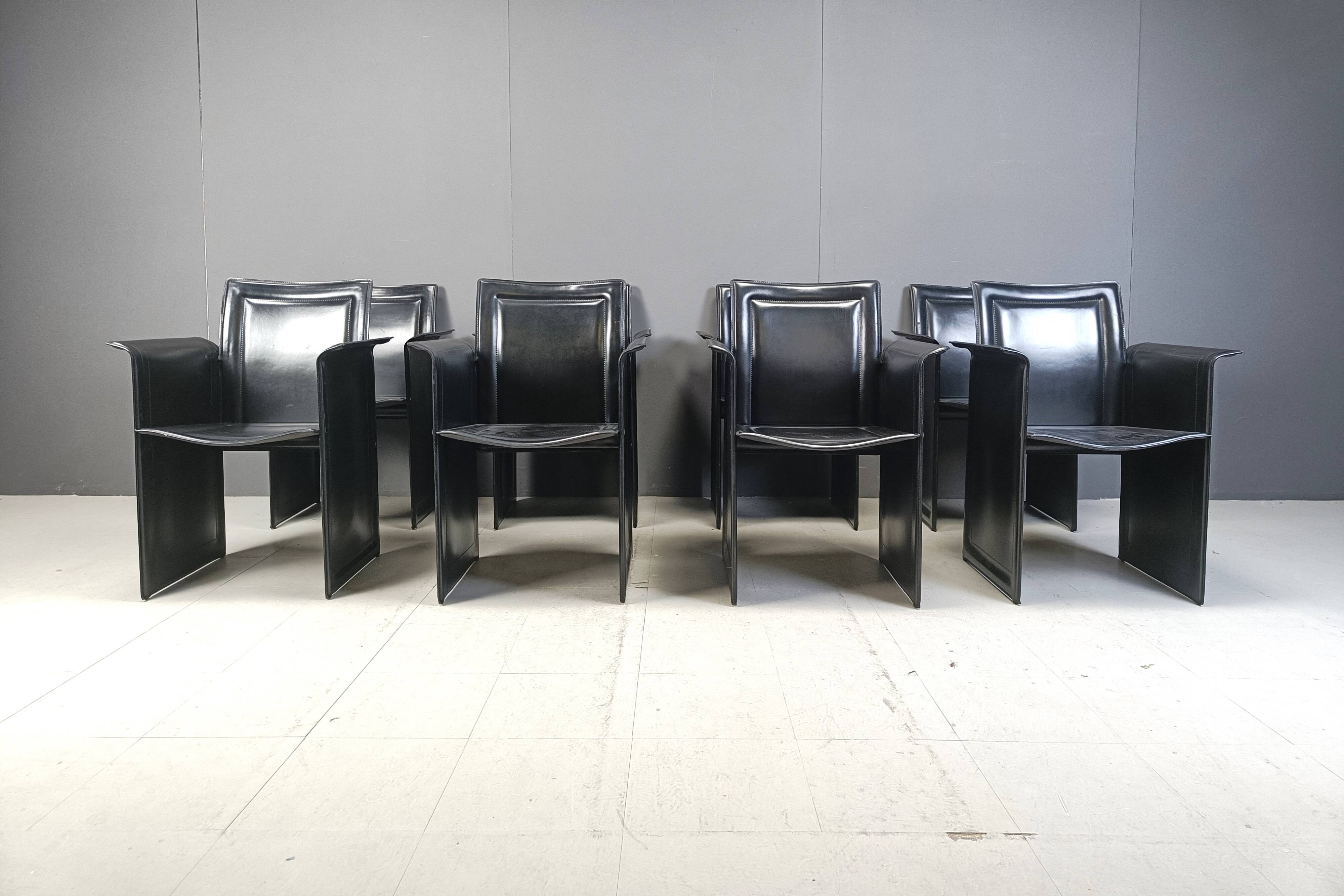 Vintage dining chairs by made in italy, 1970s - set of 8