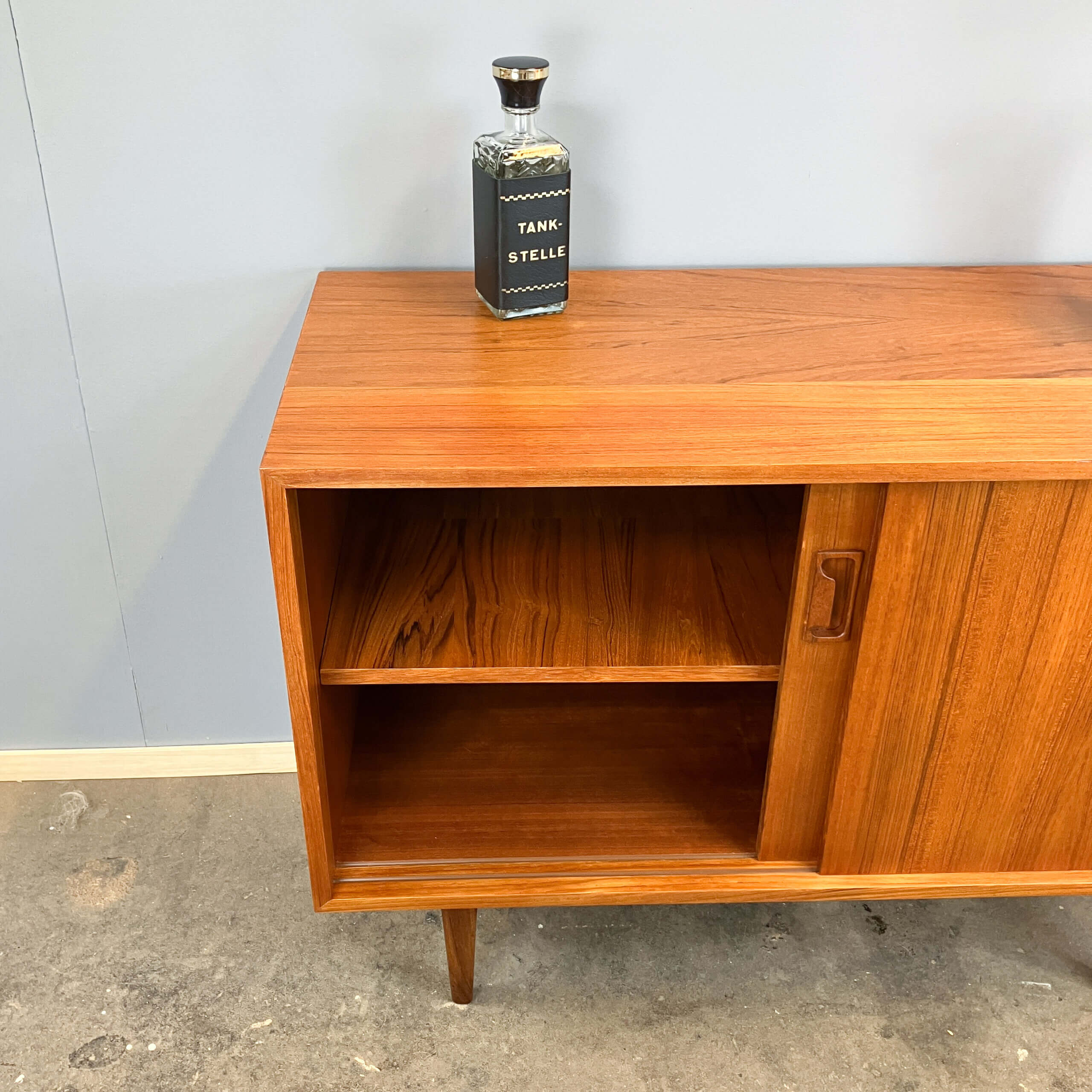 Small sideboard with sliding doors, teak, 1960s